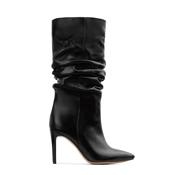 Cizme Crete Piele Naturala Eva 30, Negre - 39 / 9.5 cm