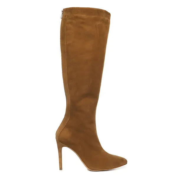 Cizme Gloria Piele Intoarsa, Sub Genunchi, Camel - 36 / 9.5cm