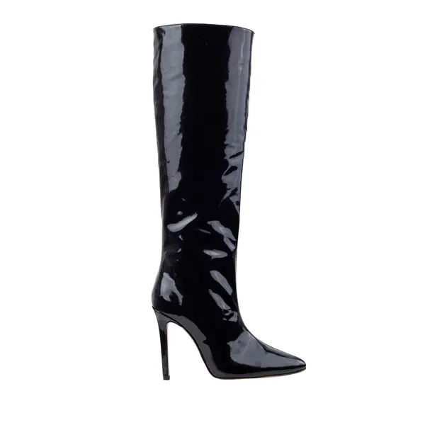 Cizme Ilona Piele Lacuita, Sub Genunchi, Negre - 41 / 8 cm