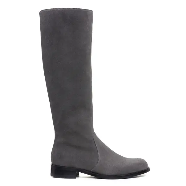 Cizme Lilly Piele Intoarsa, Sub Genunchi, Gri - 38 / 2.5 cm