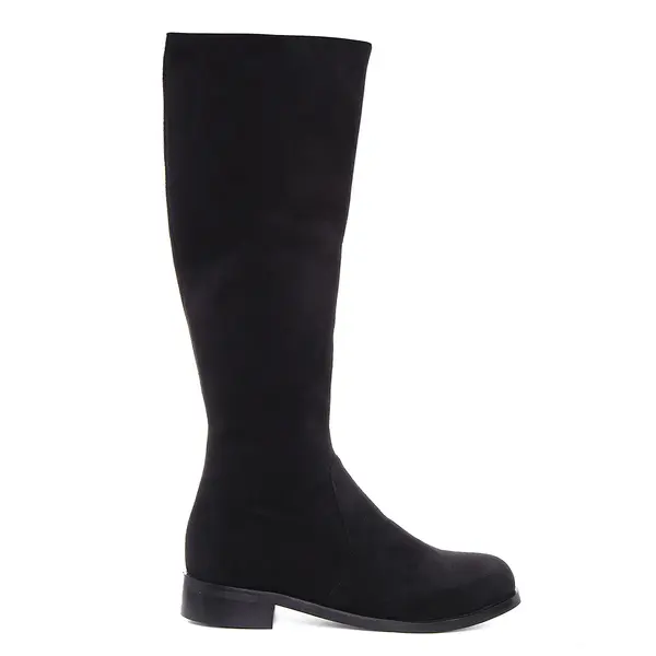 Cizme Lilly Piele Intoarsa, Sub Genunchi, Negre - 42 / 2.5 cm