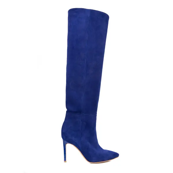 Cizme Lungi Milana Piele Intoarsa, Bleumarin - 41 / 11 cm