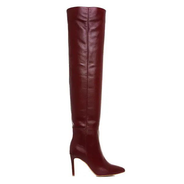 Cizme Lungi Milana Piele Naturala, Burgundy - 41 / 8 cm