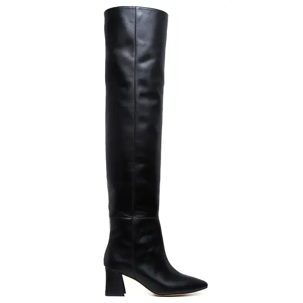 Cizme Lungi Milana Piele Naturala, Negre - 37 / 11 cm