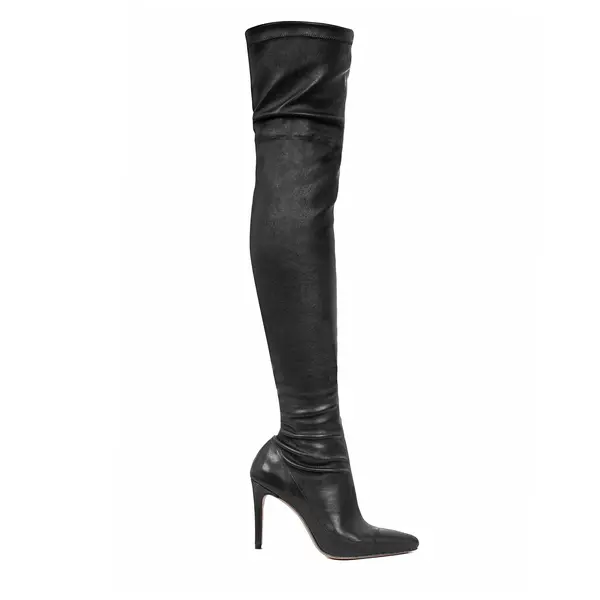 Cizme Mia din Piele Elastica, Peste Genunchi, Negre - 39 / 9.5 cm