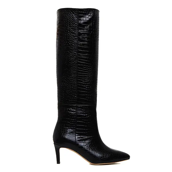 Cizme Milla Piele Embosata, Sub Genunchi, Negre - 37 / 8 cm