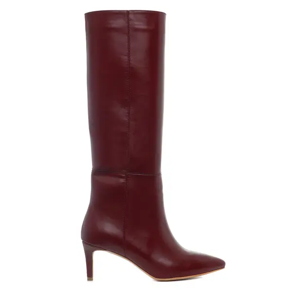 Cizme Milla Piele Naturala, Sub Genunchi, Burgundy - 37 / 8 cm