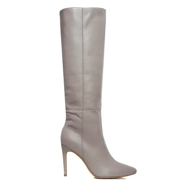 Cizme Milla Piele Naturala, Sub Genunchi, Gri - 40 / 6.5 cm