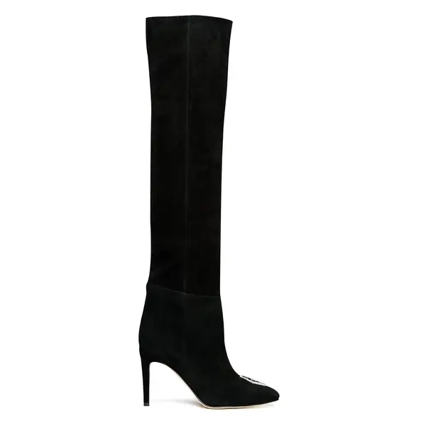 Cizme peste genunchi Piele Intoarsa, Negre - 41 / 11 cm