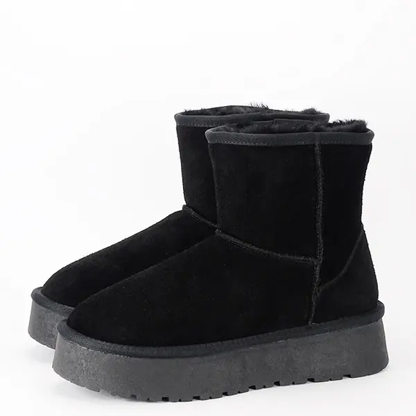 Cizme scurte negre din piele naturala W5825 110
