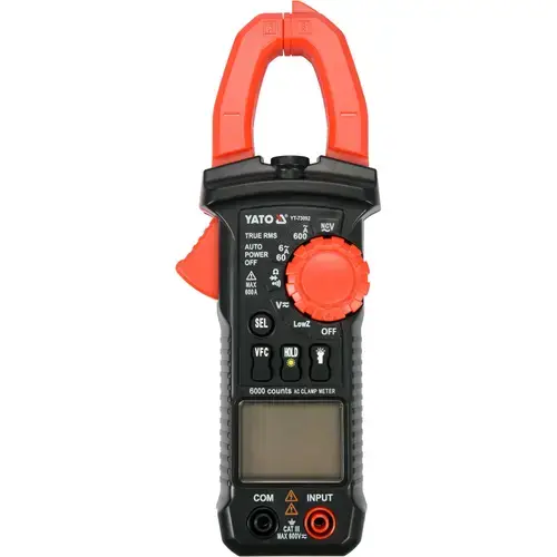 Clampmetru Yato YT-73092, Display LCD, Cu 2 cabluri testare, Negru/Rosu