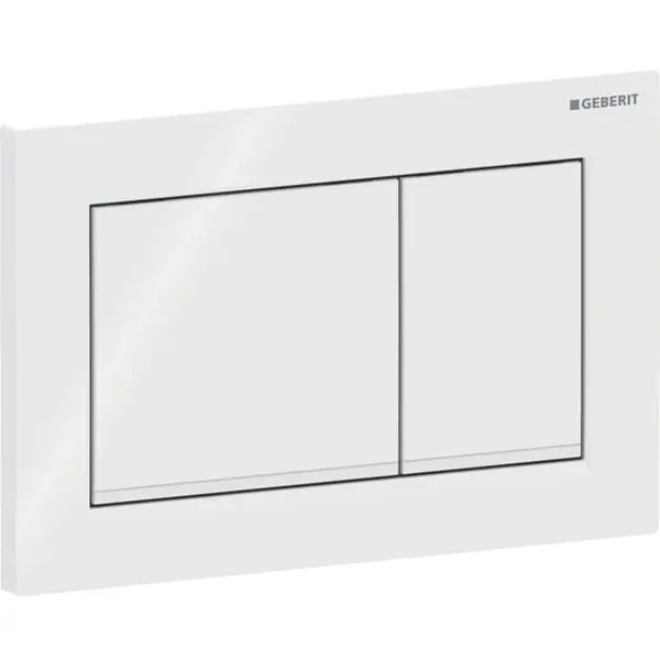 Clapeta actionare dubla rezervor wc alb lucios cu banda de design de culoare alb mat Geberit Omega20