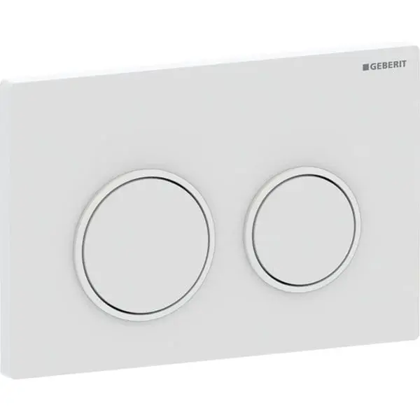 Clapeta actionare dubla rezervor wc, alb mat cu inel de design alb lucios, Geberit Omega20