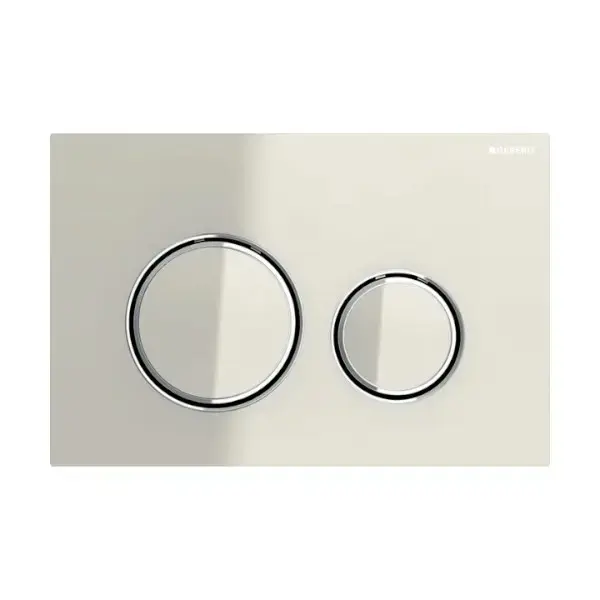 Clapeta actionare dubla rezervor wc, gri nisip sticla lucioasa cu inele de design crom, Geberit Sigma50