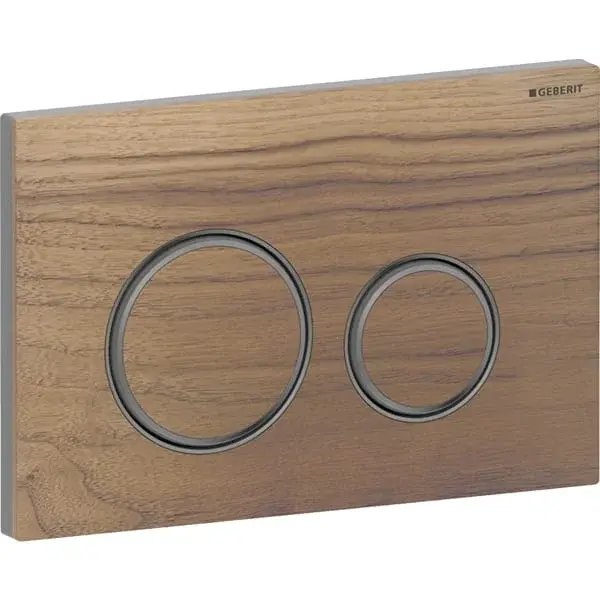Clapeta actionare dubla rezervor wc, nuc american cu inel de design crom negru, Geberit Sigma50