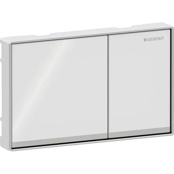 Clapeta actionare rezervor wc sticla alba lucioasa cu banda de design sticla acoperita cu oglinda Geberit Omega60