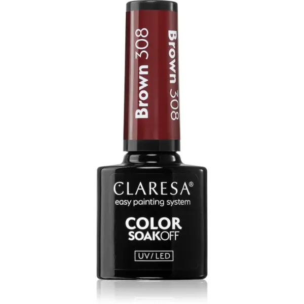 Claresa SoakOff UV/LED Color Brown lac de unghii sub forma de gel culoare 308 5 g