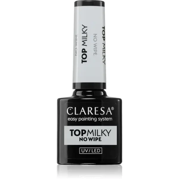 Claresa UV/LED Top Milky No Wipe lac gel de unghii pentru acoperirea superioară 5 g