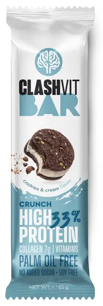 ClashVit baton proteic crunch, cremă biscuiți, 65 g