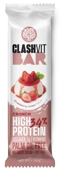 ClashVit Protein crunch bar, cheesecake căpșuni și frișcă, 65 g