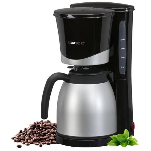 CLATRONIC Aparat de cafea Clatronic cu termos, pentru 8-10 cesti de cafea, 870W, fara pierderi de temperatura, Aparat de cafea cu filtru, 1 litru, Aparat de cafea, Aparat de cafea cu filtru cu termos, KA 3327, Negru