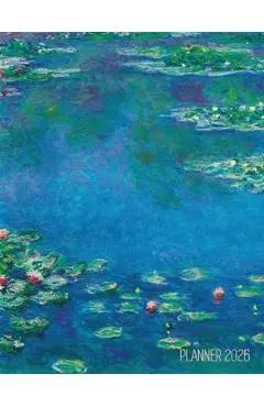 Claude Monet Daily Planner 2026: Water Lilies Painting Artistic French Impressionism Art Flower Organizer - Shy Panda Press