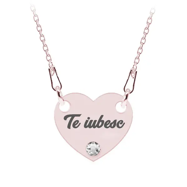 Claudia - Colier personalizat inimioara din argint 925 placat cu aur roz