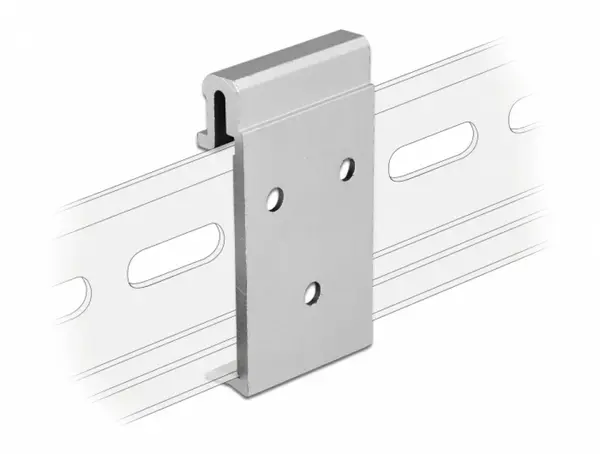 Clema de fixare din aluminiu pentru montare sina DIN cu 3 gauri, Delock 65991
