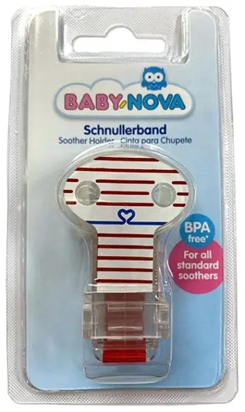 Clemă pentru suzetă Baby Nova - Roşu