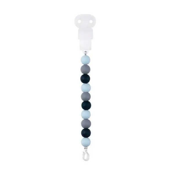 Clema pentru suzeta, Nattou, 100% silicon fara BPA, Cu sistem de prindere la suzeta, Cu margele, 30x7x18 cm, Albastru