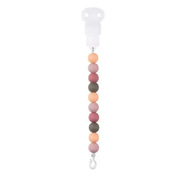 Clema pentru suzeta, Nattou, 100% silicon fara BPA, Cu sistem de prindere la suzeta, Cu margele, 30x7x18 cm, Roz