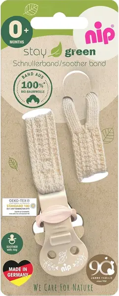 Clemă pentru suzetă NIP - Stay Green, bej