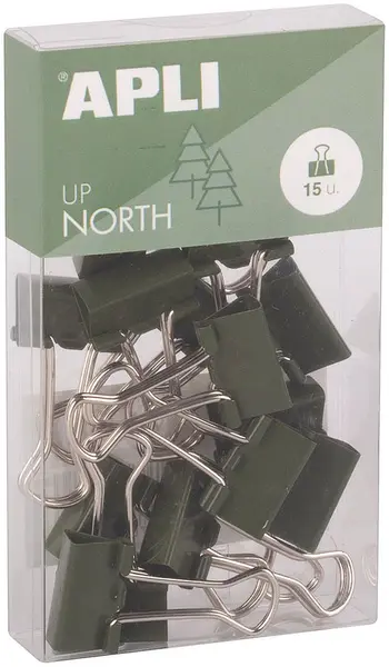 Cleme metalice Apli Up North - 19 mm, 14 buc., kaki