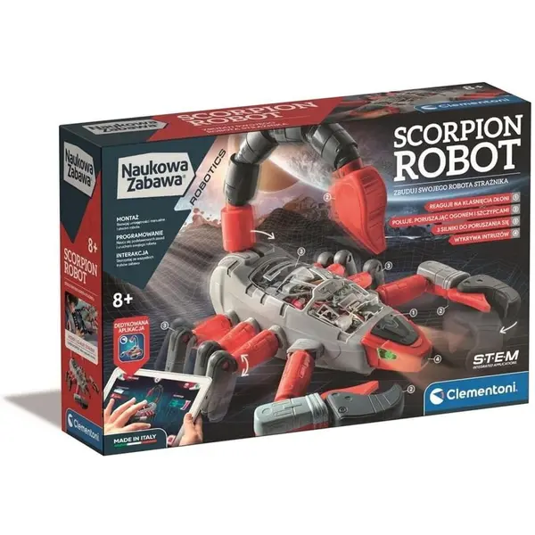 Clementoni Set Constructie STEM Clementoni Robot Mecha Scorpion, controlabil prin aplicatie, programabil, senzor infrarosu