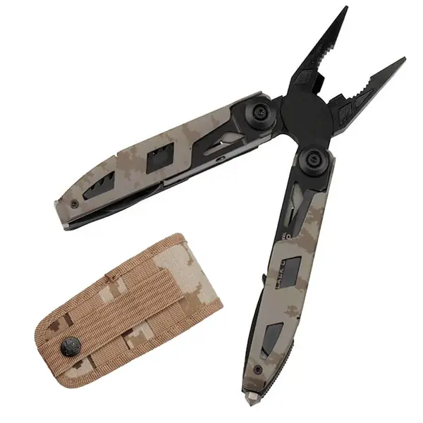 Cleste multifunctional DEPOX , Outdoor Specialist, otel inoxidabil, 16 functii, 21.5 cm, bej, husa inclusa
