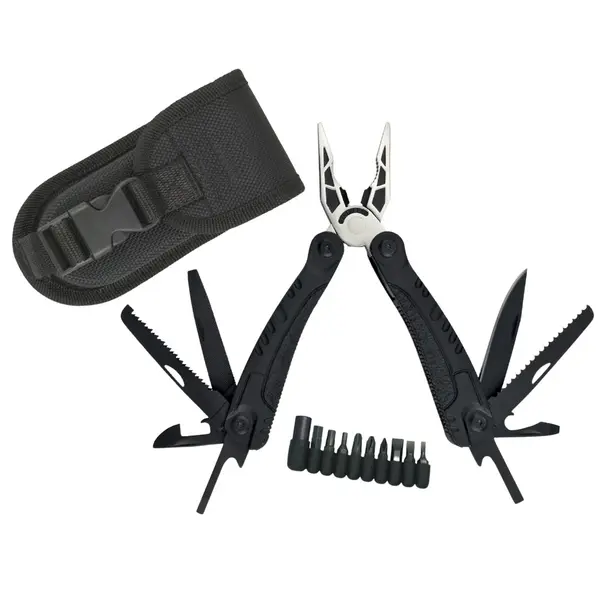 Cleste multifunctional DEPOX , Survival Gear, otel inoxidabil, 18 functii, 24 cm, negru, husa inclusa