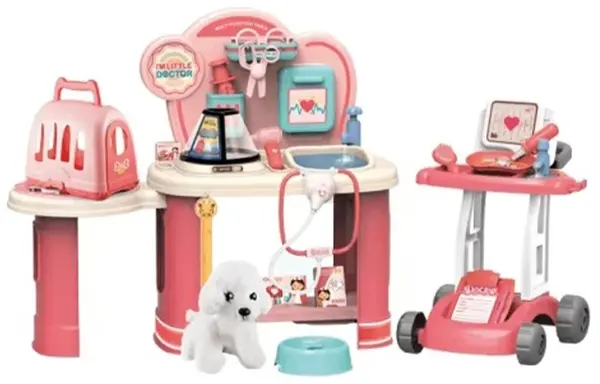 Clinică veterinară pentru copii Sonne - Cu cățeluș și accesorii cu cărucior