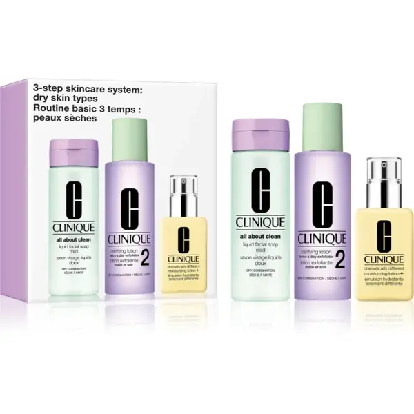 Clinique 3 Steps Skincare Systeme Dry Skin Types set cadou pentru tenul uscat