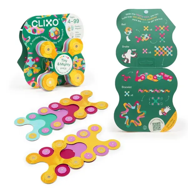 Clixo joc magnetic de construit - Tiny Mighty - Pasari tropicale (9 piese)