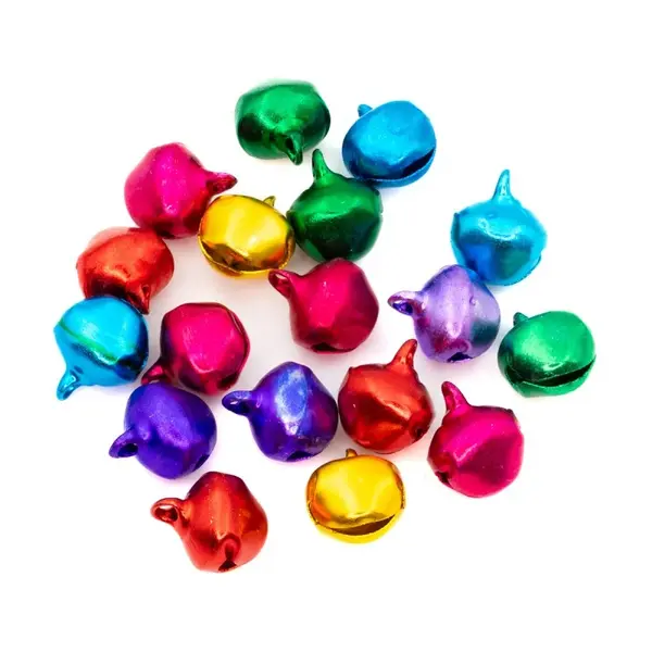 Clopotei metalici colorati rotunzi pentru activitati crafts,12 mm,18 bucati set