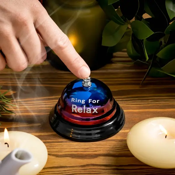 Clopoțel de masă din metal cu textul Ring For Relax