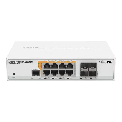 Cloud Router Switch, 8 x Gigabit cu PoE-out, 4 x SFP - Mikrotik CRS112-8P-4S-IN