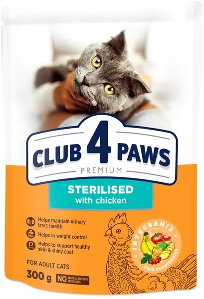 CLUB 4 PAWS Hrană uscată pentru pisici sterilizate, cu Pui