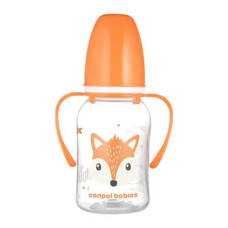 Cn 11/823_ora biberon cu maner, gat ingust, pp cute animals 120ml Canpol