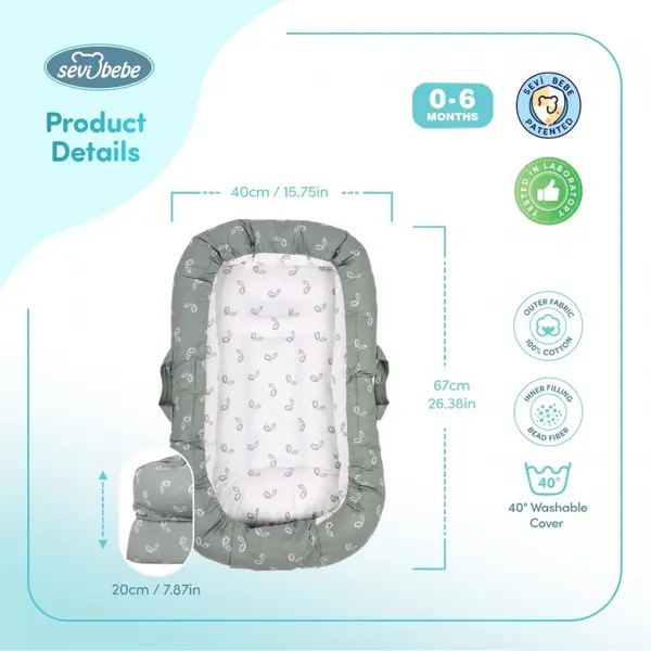 Co-sleeper anti-reflux Tiny Leaves SeviBebe