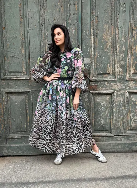 Coast Rochie neagră cu print floral - M INTL