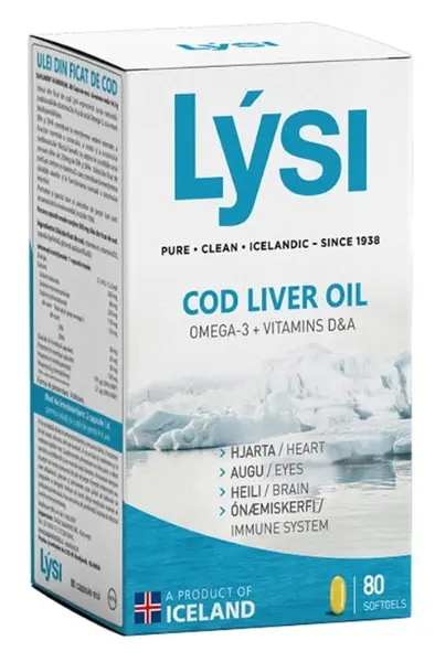 Cod Liver Oil, 80 capsule gelatinoase moi, Lysi
