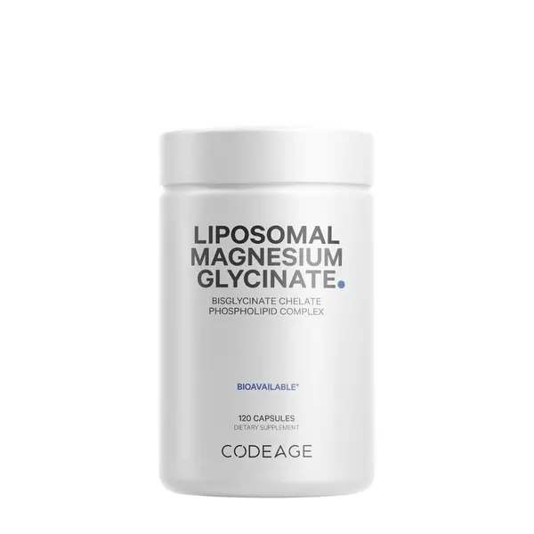 Codeage Liposomal Magnesium Glycinate, Magneziu Bisglicinat Lipozomal cu BioPerine® - Formula Avansata pentru Absorbtie Superioara | 120 cps