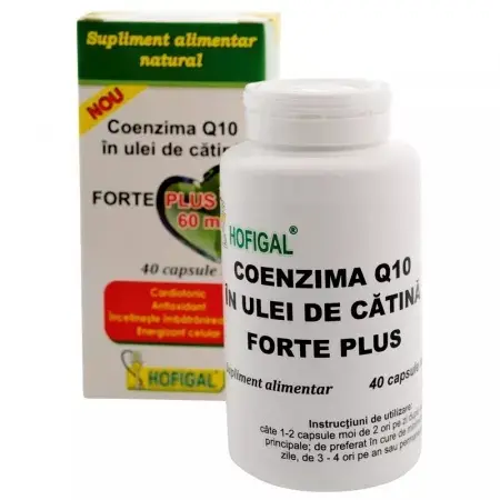 Coenzima Q10 in ulei de catina Forte Plus 60 mg, 40 capsule – Hofigal