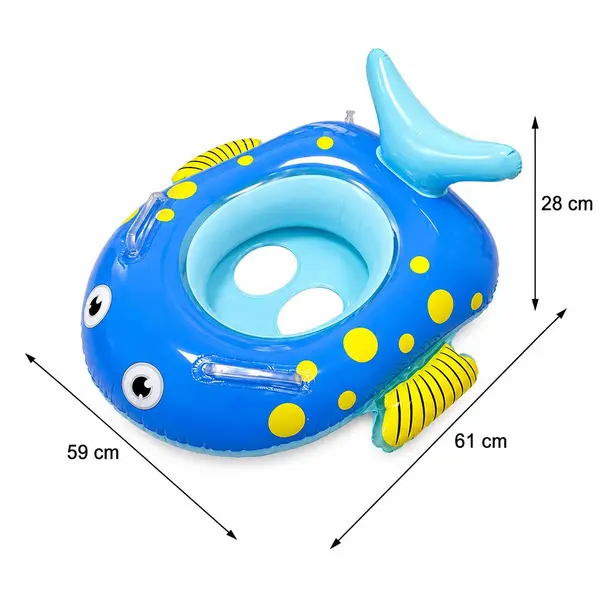 Colac gonflabil tip pestisor, pentru copii de pana la 6 ani, prevazut cu orificii pentru picioare, din PVC rezistent, 61x59x28 cm